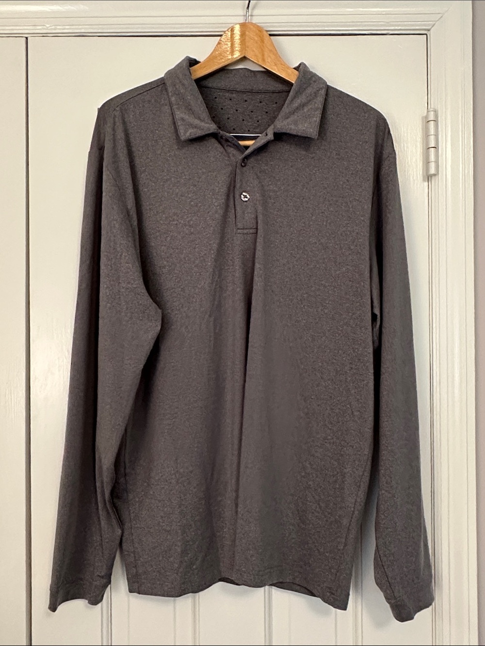 Men's Sans Soleil Long-Sleeve Polo Shirt - Charcoal Gray Large
